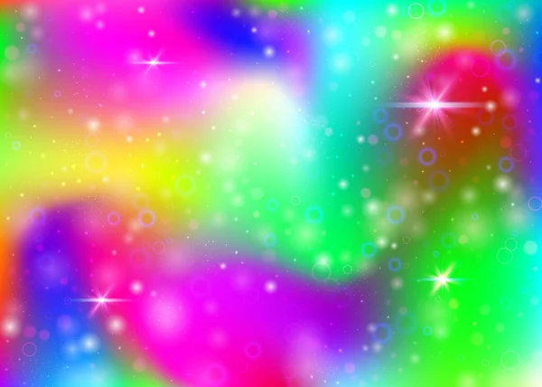Einhorn Hintergrund Mit Regenbogennetz Mystisches Universum Banner Den Farben Der — Stockvektor