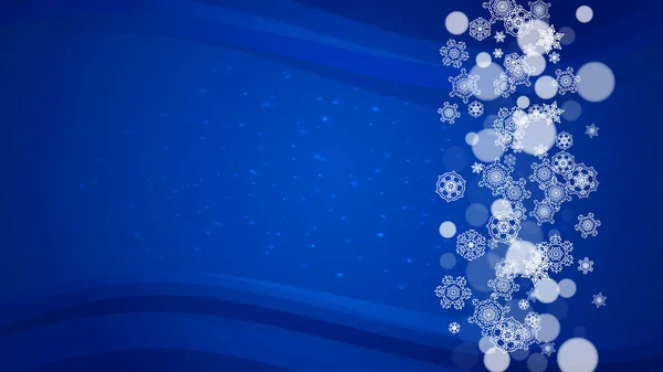 Flocons Neige Noël Sur Fond Bleu Avec Des Étincelles Cadre — Image vectorielle