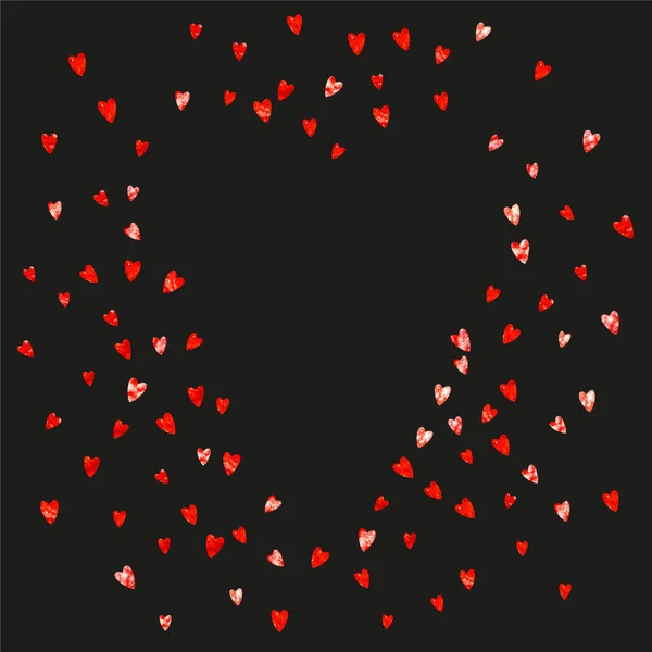 Grunge Srdce Pozadí Pro Valentýna Červeným Třpytem Února Vektorové Konfety — Stockový vektor