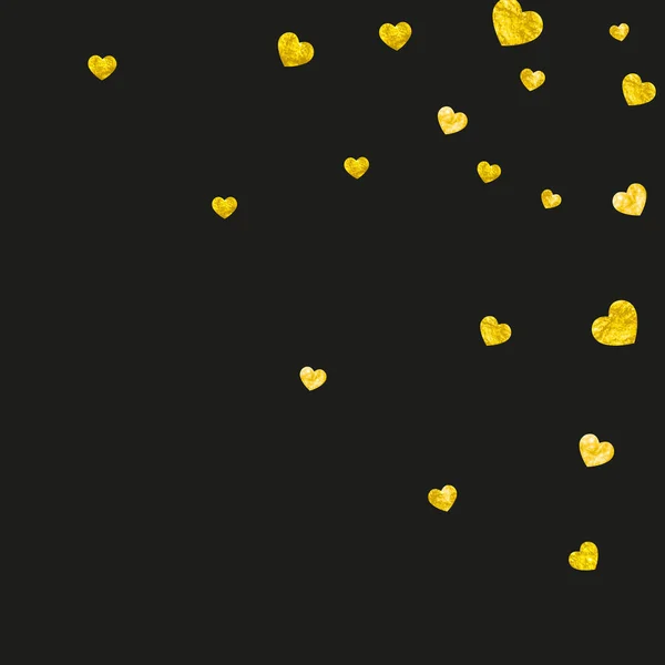 Bruiloft Confetti Met Gouden Glitter Hartjes Valentijnsdag Vector Achtergrond Handgetekende — Stockvector