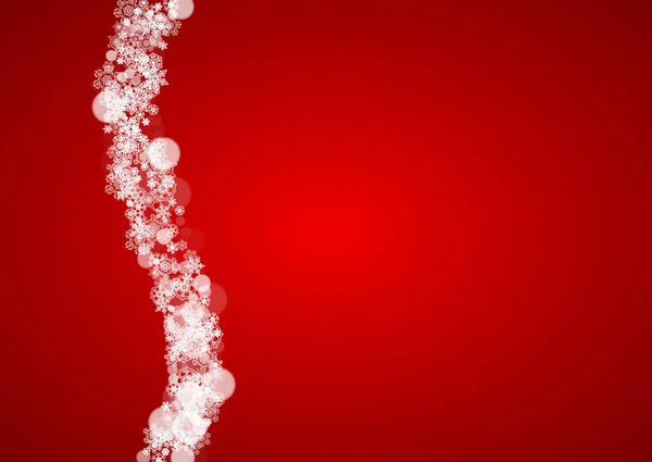 Karácsonyi Hópelyhek Piros Háttérrel Télapó Színei Vízszintes Keret Téli Banner — Stock Vector