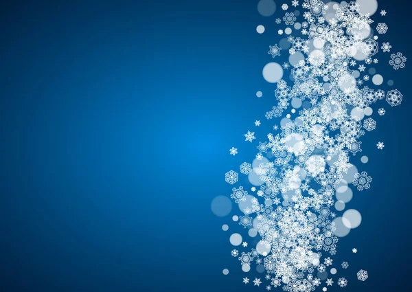 Flocos Neve Ano Novo Fundo Azul Tema Inverno Horizontal Natal — Vetor de Stock