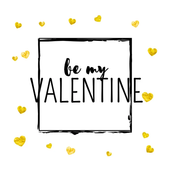 День Святого Валентина Листівка Золотими Блискучими Серцями Лютого Векторна Конфігурація — стоковий вектор