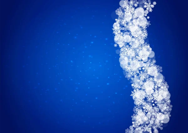 Sneeuwvlokken Vallen Blauwe Achtergrond Met Glitters Kerstmis Nieuwjaar Horizontaal Thema — Stockvector