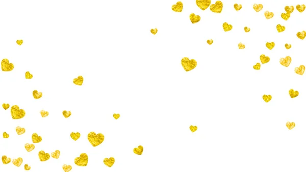 Фон Свадебного Душа Золотыми Блестящими Сердцами День Святого Валентина Векторные — стоковый вектор