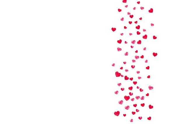 情人节的心闪烁着红色的光芒 2月14日情人节心脏模板的向量Confetti 手绘手绘纹理 优惠券 活动的爱情主题 — 图库矢量图片