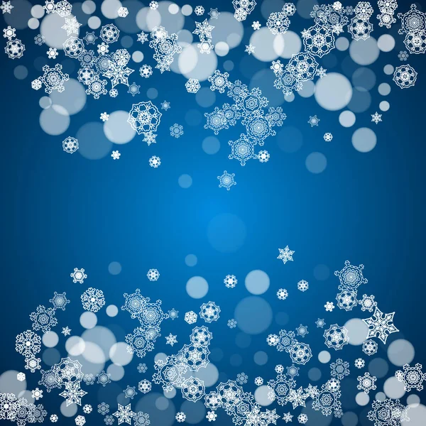 Новорічна Рамка Холодними Сніжинками Синьому Фоні Зимове Вікно Новорічна Рамка — стоковий вектор
