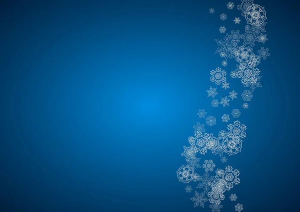 Новорічний Фон Срібними Морозними Сніжинками Горизонтальний Фон Стильний Новорічний Фон — стоковий вектор