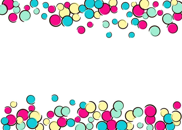 Pop Art Border Comic Polka Dot Confetti Velké Barevné Skvrny — Stockový vektor