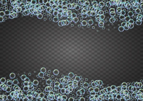 Shampooblasen Auf Dem Hintergrund Des Gefälles Realistische Wasserblasen Kühler Flüssiger — Stockvektor