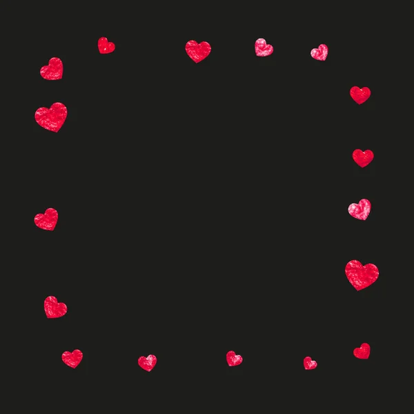 Walentynki Serce Czerwonym Brokatem Błyszczy Lutego Dzień Wektorowe Konfetti Walentynkowego — Wektor stockowy