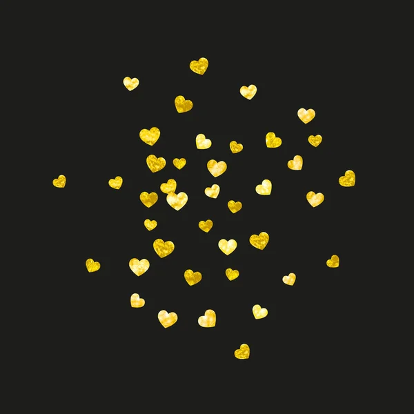 Día San Valentín Frontera Con Corazones Brillo Oro Febrero Vector — Archivo Imágenes Vectoriales