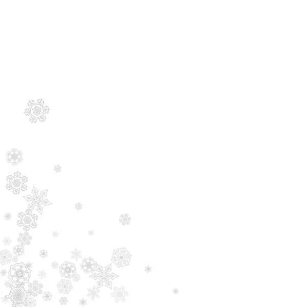 Sněhové Vločky Padající Bílé Pozadí Veselé Vánoce Šťastný Nový Rok — Stockový vektor