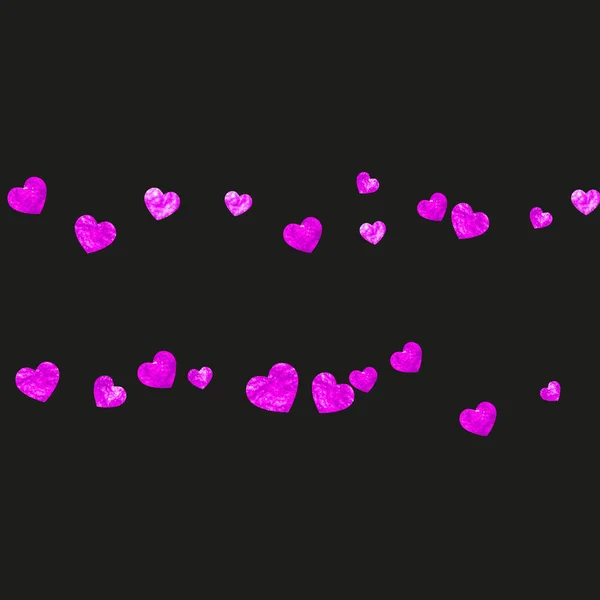 Latar Belakang Confetti Jantung Dengan Glitter Merah Muda Hari Valentine - Stok Vektor