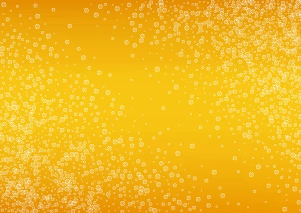 Beer Bubbles Background Realistic White Foam Cool Liquid Drink Pub — Stock Vector