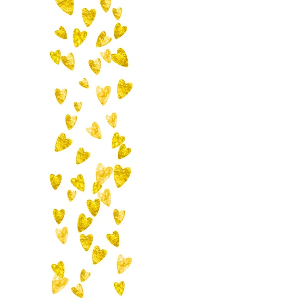 Venta San Valentín Con Corazones Brillo Oro Febrero Vector Confetti — Vector de stock