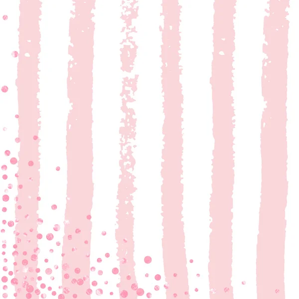 Lunares Brillo Rosa Confeti Rayas Blancas Lentejuelas Caídas Con Brillo — Vector de stock