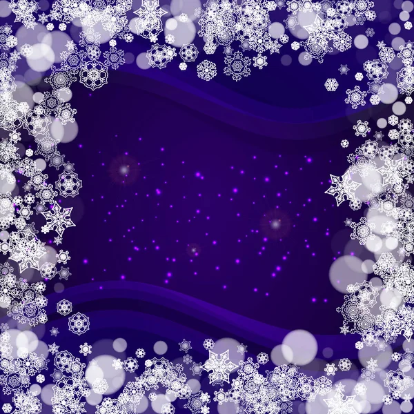 Cadre Hiver Avec Flocons Neige Ultra Violets Nouvel Enneigé Toile — Image vectorielle