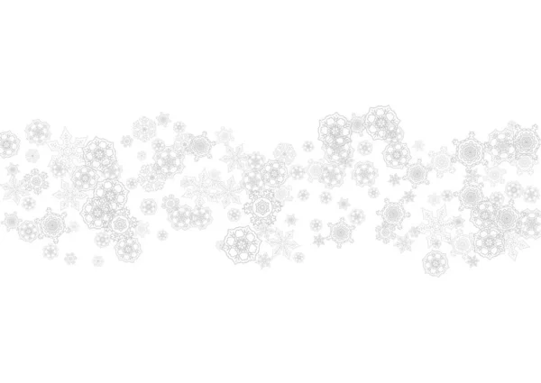 Snowflakes Falling White Background Horizontal Christmas Happy New Year Theme — Stock Vector