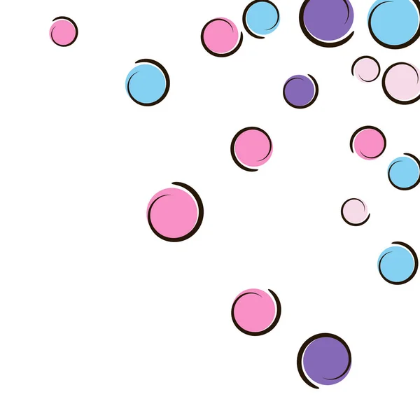 带有滑稽流行艺术圆点的Confetti框架 白色上的大色斑 螺旋形和圆形 矢量图解 孩子们在生日宴会上盛气凌人 Rainbow Confetti框架 — 图库矢量图片