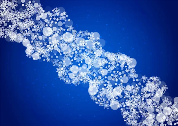 Сніжинки Падають Синій Фон Блискітками Горизонтальна Тема Різдва Нового Року — стоковий вектор