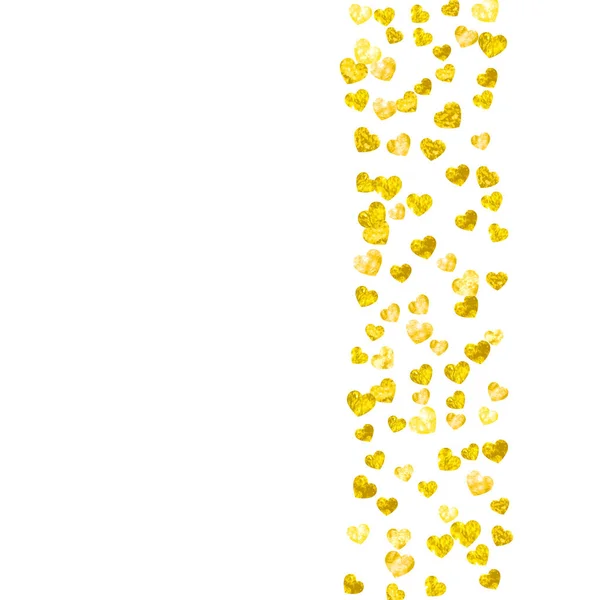 ゴールドの輝きの心でバレンタインデーの販売 2月14日 バレンタインデーセールテンプレート用ベクトルコンフェッティ 手描きの質感をグランジ ポスター ギフト券 バナーのための愛のテーマ — ストックベクタ