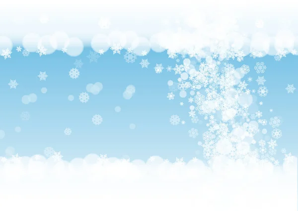 Cornice Invernale Con Fiocchi Neve Bianchi Natale Capodanno Cornice Orizzontale — Vettoriale Stock