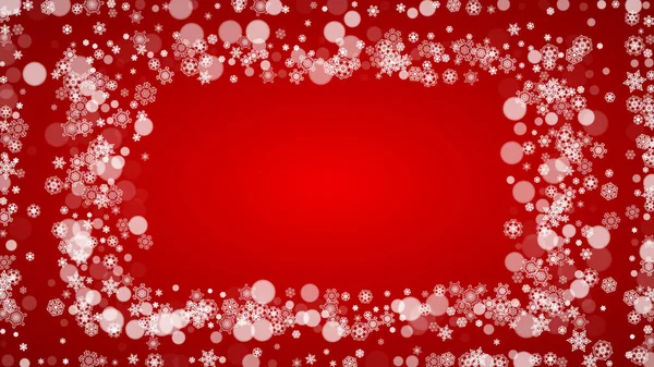 Χριστουγεννιάτικο Φόντο Λευκές Νιφάδες Χιονιού Κόκκινο Φόντο Χρώματα Του Βασίλη — Διανυσματικό Αρχείο