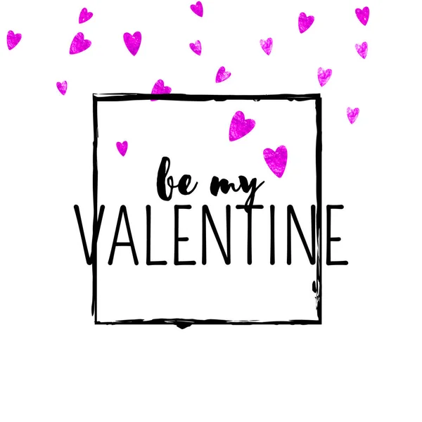 Valentijnskaart Met Roze Glitterhartjes Februari Vector Confetti Voor Valentijnskaart Sjabloon — Stockvector