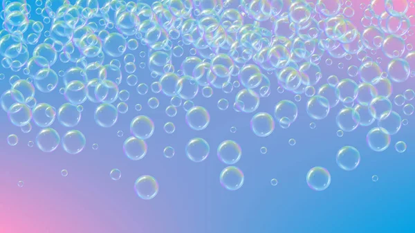 Soap Cleaning Foam Background Shampoo Bubbles Suds Vector Illustration Invite — Stock Vector