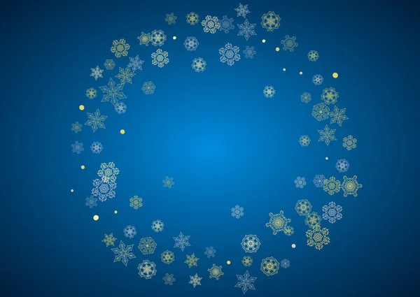 Cadre Nouvel Avec Des Flocons Neige Sur Fond Bleu Cadre — Image vectorielle