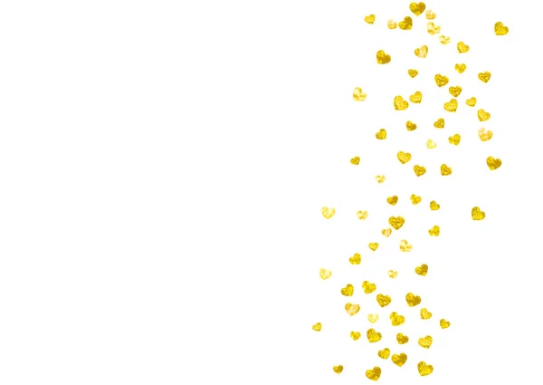 Bridal Background Gold Glitter Hearts Valentines Day Vector Confetti Hand — Stock Vector