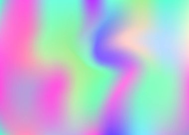 Soyut arkaplan hologramı. Gökkuşağı gradyanı arkaplan ve hologram. 90 'lar, 80' ler modası. Broşür, pankart, duvar kağıdı, mobil ekran için Pearlescent grafik şablonu.