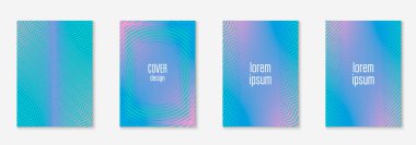 Gradyan kapak şablonu ayarlandı. Yarım tonlu asgari modayla. Afiş, sunum ve broşür için gelecek eğilimli kapak şablonu. Minimalist renkli şekiller. Soyut iş illüstrasyonu