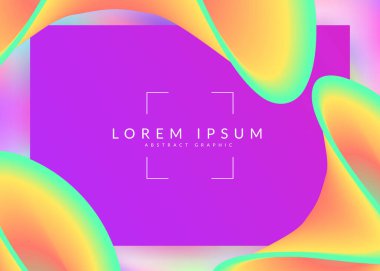 İniş sayfası. Canlı gradyan örgüsü. Modern modayla birlikte holografik 3d arkaplan. Yumuşak web sitesi, mobil kompozisyon. Sıvı dinamik elementler ve sıvı şekilli iniş sayfası.