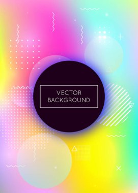 Sıvı şekilli Memphis gradyanı. Bauhaus elementli dinamik holografik sıvı. Broşür, ui, dergi, poster, afiş ve uygulama için grafik şablonu. Yanardöner memphis gradyanı.