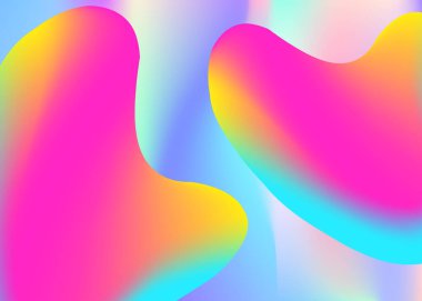 Sıvı dinamiği. Modern modayla birlikte holografik 3d arkaplan. Canlı gradyan örgüsü. Gelecek daveti, dergi kompozisyonu. Sıvı şekilli ve elementli akışkan dinamik arkaplan.