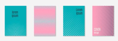 Minimum moda kaplama şablonu ayarlandı. Yarım tonlu fütürist düzen. Kitap, katalog ve yıllık için geometrik kapak şablonu. Minimalist renkli gradyanlar. Soyut iş illüstrasyonu.