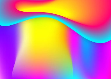 Sıvı dinamiği. Modern modayla birlikte holografik 3d arkaplan. Canlı gradyan örgüsü. Psikedelik dergi, sertifika çerçevesi. Sıvı şekilli ve elementli akışkan dinamik arkaplan.