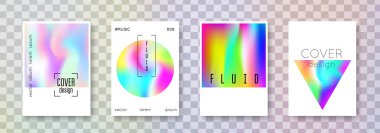 Minimalist poster seti. Soyut arka planlar. Gradyan örgülü çok renkli minimalist poster. 90 'lar, 80' ler modası. Pankart, sunum, pankart, broşür için yanardöner grafik şablonu.