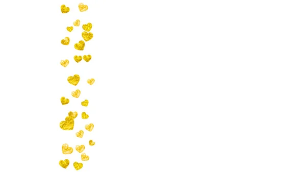 Hochzeitskonfetti Mit Goldenen Glitzerherzen Valentinstag Vektorhintergrund Handgezeichnete Textur Liebe Thema — Stockvektor