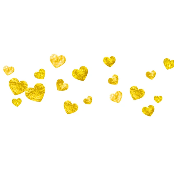 Heart Frame Achtergrond Met Gouden Glitter Valentijnsdag Vectorconfetti Handgetekende Textuur — Stockvector