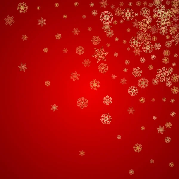 Copos Nieve Navideños Sobre Fondo Rojo Marco Brillo Para Banderas — Vector de stock