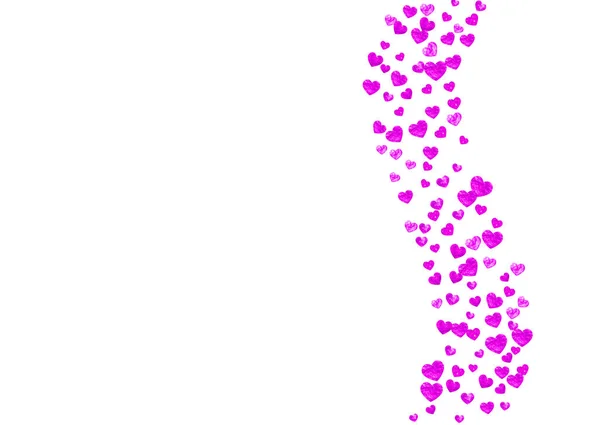 Valentine Bakgrund Med Rosa Glitter Hjärtan Den Februari Vektor Konfetti — Stock vektor