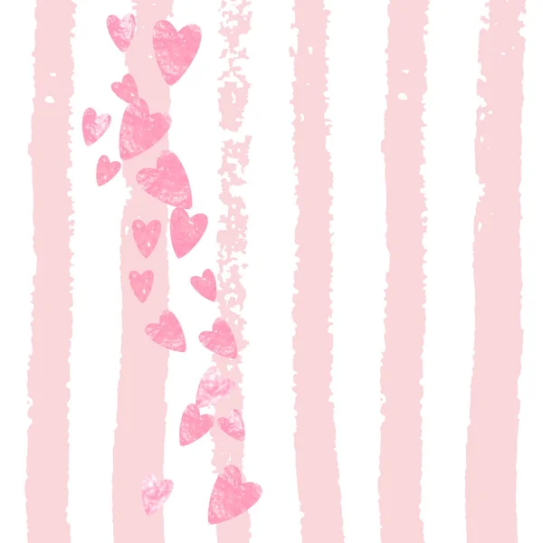 Γαμήλια Glitter Κομφετί Καρδιές Ροζ Ρίγες Λαμπερές Πούλιες Που Πέφτουν — Διανυσματικό Αρχείο