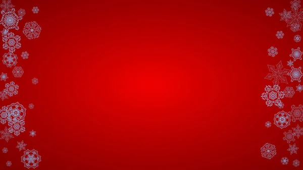 Χριστουγεννιάτικο Πλαίσιο Νιφάδες Χιονιού Κόκκινο Φόντο Χρώματα Του Βασίλη Οριζόντια — Διανυσματικό Αρχείο