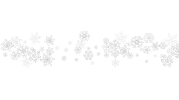Copos Nieve Cayendo Sobre Fondo Blanco Navidad Horizontal Feliz Año — Vector de stock