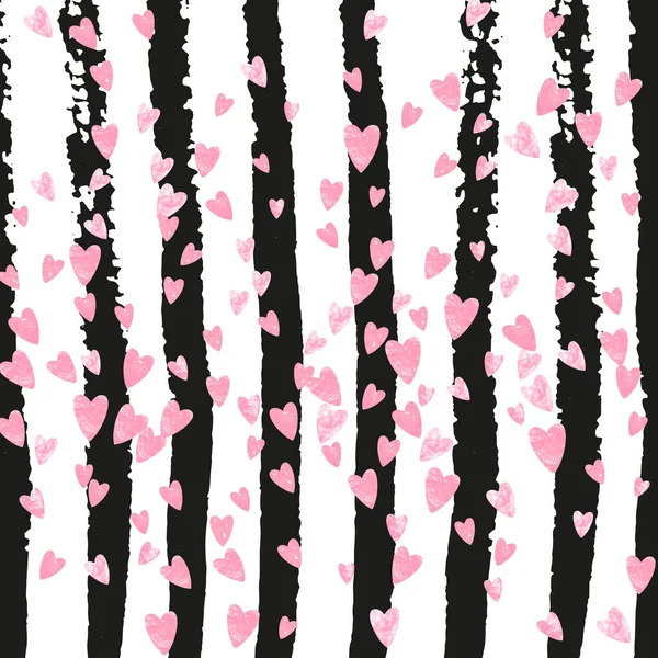 ピンクのキラキラしたハートのコンフェッティがブラックのストライプ シマーと輝きを持つ秋のスパンコール グリーティングカード ブライダルシャワーと日付の招待を保存するためのピンクの輝きの心を持つテンプレート — ストックベクタ