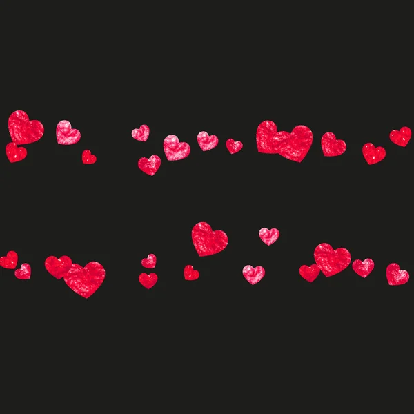 赤い輝きとバレンタインデーのためのハートフレーム 2月14日 ハートフレームテンプレート用ベクトルコンフェッティ 手描きの質感をグランジ ギフト券 バウチャー イベントのための愛のテーマ — ストックベクタ
