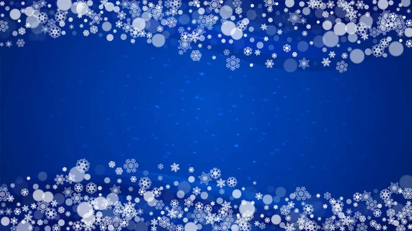 Borde Nieve Con Copos Nieve Blancos Sobre Fondo Horizontal Invierno — Vector de stock